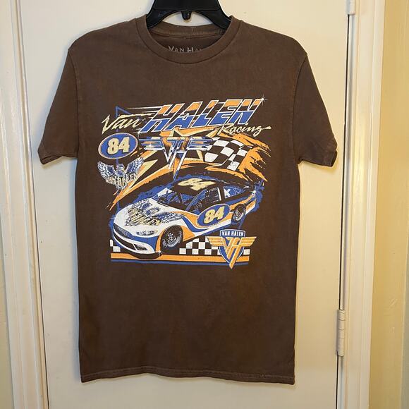 Van Halen Racing 84 Race Car Vintage-Look Light Brown T-Shirt Unisex Small - Picture 1 of 3